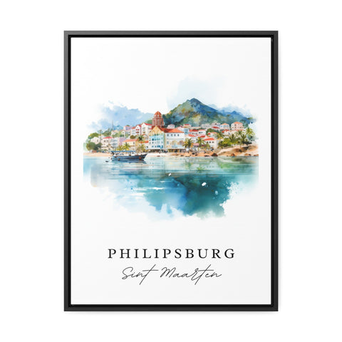 Philipsburg traditional travel art - Sint Maarten, Philipsburg poster, Wedding gift, Birthday present, Custom Text, Personalized Gift