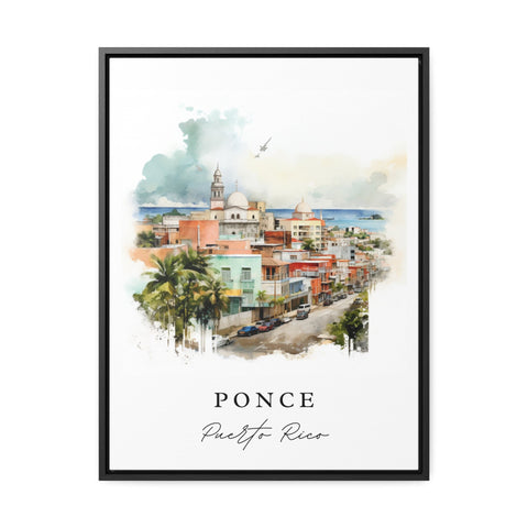 Ponce traditional travel art - Puerto Rico, Ponce poster, Wedding gift, Birthday present, Custom Text, Personalized Gift