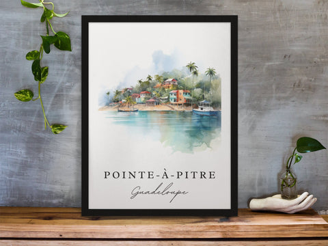 Pointe-A-Pitre traditional travel art - Guadeloupe, Point a Pitre poster, Wedding gift, Birthday present, Custom Text, Personalized Gift