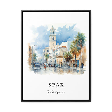 Sfax traditional travel art - Tunisia, Sfax poster, Wedding gift, Birthday present, Custom Text, Personalized Gift