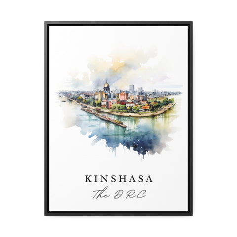 Kinshasa traditional travel art - The DRC, Kinshasa poster, Wedding gift, Birthday present, Custom Text, Personalized Gift