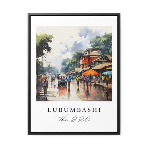 Lubumbashi traditional travel art - The DRC, Lubumbashi poster, Wedding gift, Birthday present, Custom Text, Personalized Gift
