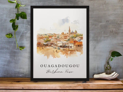 Ouagadougou traditional travel art - Ouagadougou, Burkina Faso poster, Wedding gift, Birthday present, Custom Text, Personalized Gift