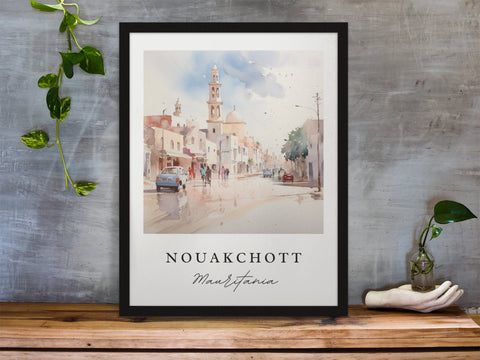 Nouakchott traditional travel art - Mauritania, Nouakchott poster, Wedding gift, Birthday present, Custom Text, Personalized Gift