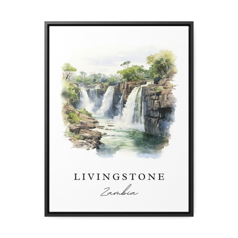 Livingstone traditional travel art - Zambia, Livingstone poster, Wedding gift, Birthday present, Custom Text, Personalized Gift