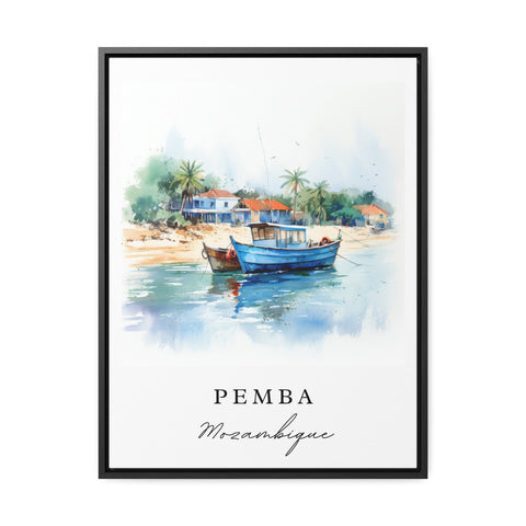 Pemba traditional travel art - Mozambique, Pemba poster, Wedding gift, Birthday present, Custom Text, Personalized Gift