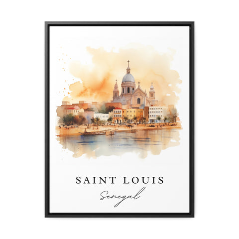 Saint Louis traditional travel art - Senegal, Saint Louis poster, Wedding gift, Birthday present, Custom Text, Personalized Gift