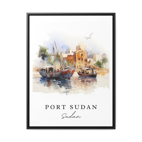 Port Sudan traditional travel art - Sudan, Port Sudan poster, Wedding gift, Birthday present, Custom Text, Personalized Gift
