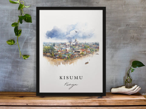 Kisumu traditional travel art - Kenya, Kisumu poster, Wedding gift, Birthday present, Custom Text, Personalized Gift