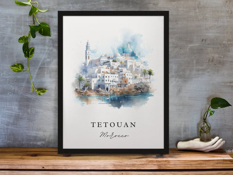 Tetouan traditional travel art - Morocco, Tetouan poster, Wedding gift, Birthday present, Custom Text, Personalized Gift