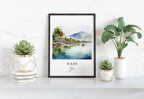 Nadi traditional travel art - Fji, Nadi poster, Wedding gift, Birthday present, Custom Text, Personalized Gift
