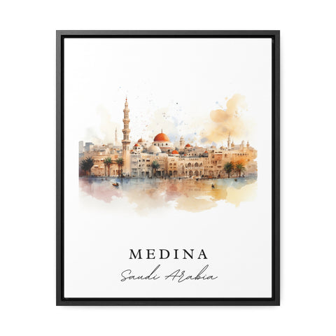 Medina traditional travel art - Saudi Arabia, Medina poster, Wedding gift, Birthday present, Custom Text, Personalized Gift