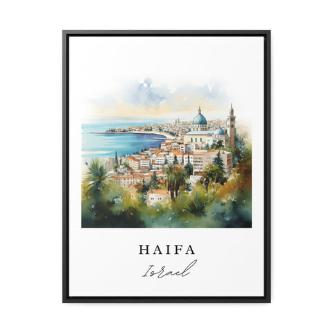 Haifa traditional travel art - Israel, Haifa poster, Wedding gift, Birthday present, Custom Text, Personalized Gift