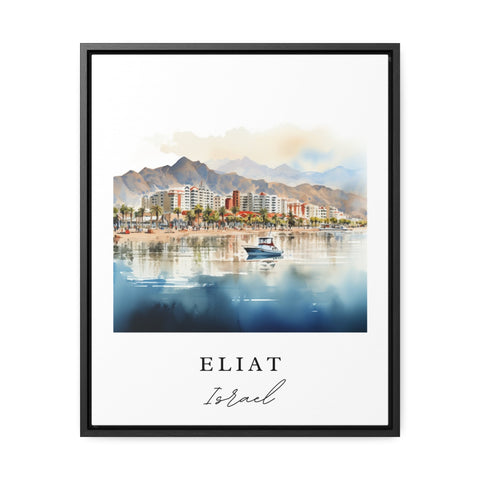 Eliat traditional travel art - Israel, Eliat poster, Wedding gift, Birthday present, Custom Text, Personalized Gift