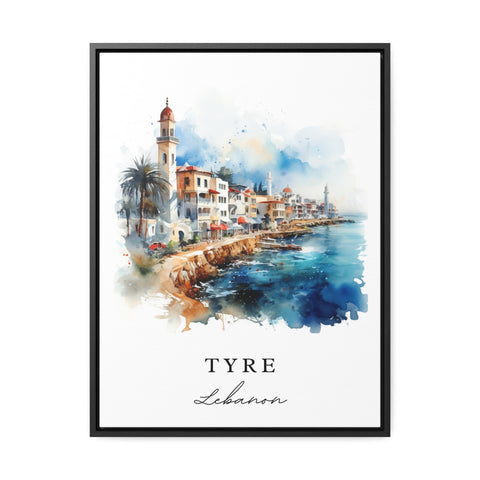 Tyre traditional travel art - Lebanon, Tyre poster, Wedding gift, Birthday present, Custom Text, Personalized Gift