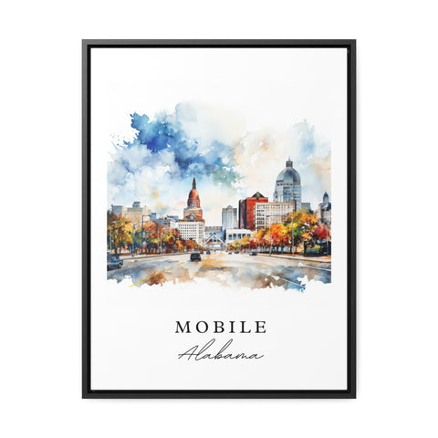 Mobile traditional travel art - Alabama, Mobile poster, Wedding gift, Birthday present, Custom Text, Personalized Gift