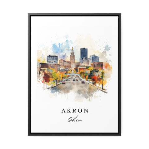 Akron traditional travel art - Ohio, Akron poster, Wedding gift, Birthday present, Custom Text, Personalized Gift