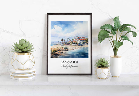 Oxnard traditional travel art - California, Oxnard poster, Wedding gift, Birthday present, Custom Text, Personalized Gift