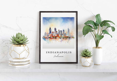 Indianapolis traditional travel art - Indiana, Indianapolis poster, Wedding gift, Birthday present, Custom Text, Personalized Gift