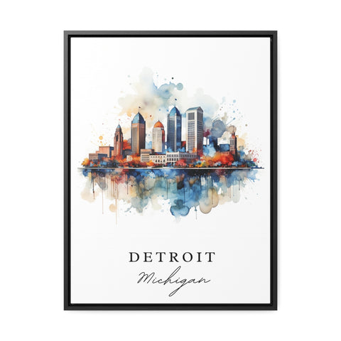 Detroit traditional travel art - Michigan, Detroit poster, Wedding gift, Birthday present, Custom Text, Personalized Gift