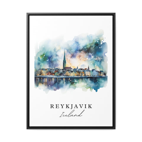 Reykjavik traditional travel art - Iceland, Reykjavik poster, Wedding gift, Birthday present, Custom Text, Personalized Gift