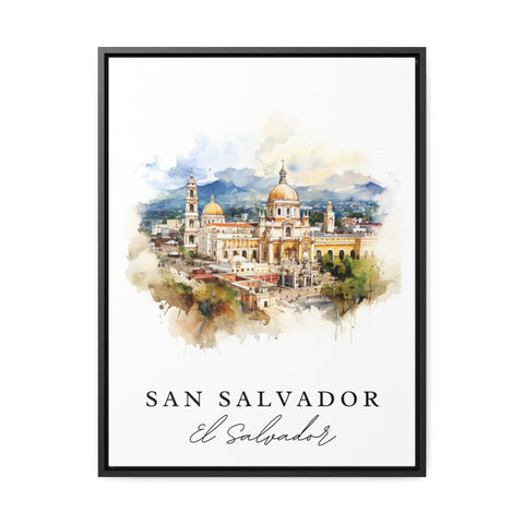 San Salvador traditional travel art - El Salvador, San Salvador poster, Wedding gift, Birthday present, Custom Text, Personalized Gift
