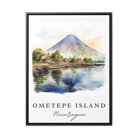 Ometepe Island traditional travel art - Guatemala, Ometepe poster, Wedding gift, Birthday present, Custom Text, Personalized Gift