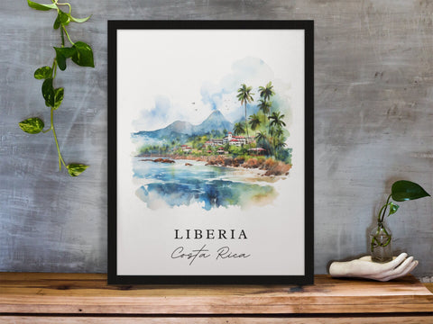 Liberia traditional travel art - Costa Rica, Liberia poster, Wedding gift, Birthday present, Custom Text, Personalized Gift