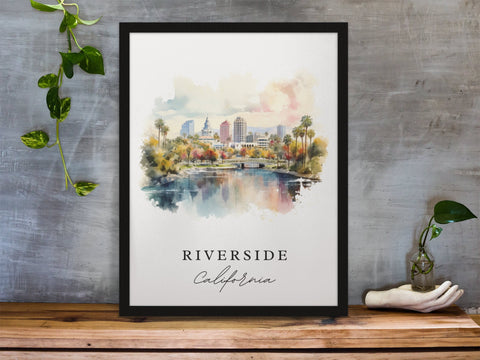 Riverside traditional travel art - California, Riverside poster, Wedding gift, Birthday present, Custom Text, Personalized Gift