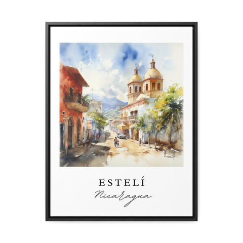 Esteli traditional travel art - Nicaragua, Esteli poster, Wedding gift, Birthday present, Custom Text, Personalized Gift