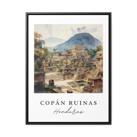 Copan Ruins traditional travel art - Honduras, Copan Ruins poster, Wedding gift, Birthday present, Custom Text, Personalized Gift