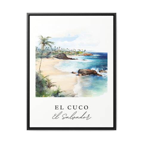 El Cuco traditional travel art - El Salvador, El Cuco poster, Wedding gift, Birthday present, Custom Text, Personalized Gift