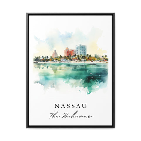 Nassau traditional travel art - The Bahamas, Nassau Bahamas poster, Wedding gift, Birthday present, Custom Text, Personalized Gift