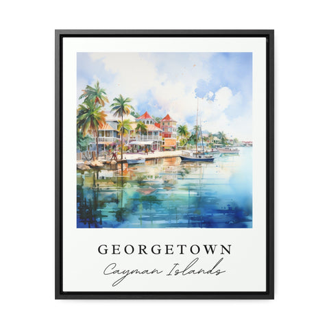 Georgetown traditional travel art - Cayman Islands, Georgetown poster, Wedding gift, Birthday present, Custom Text, Personalized Gift