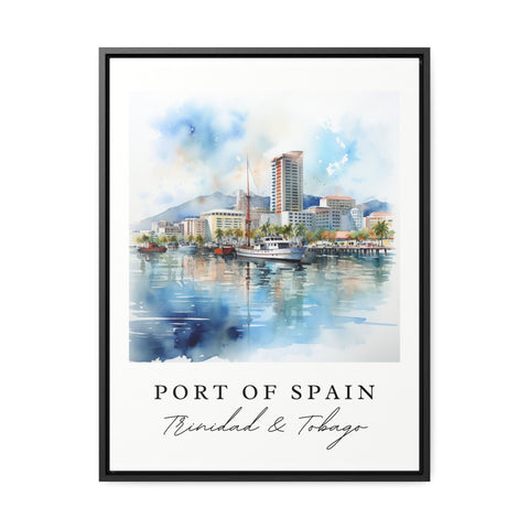 Port of Spain traditional travel art - Trinidad and Tobago, Port of Spain poster, Wedding gift, Birthday present, Custom Text