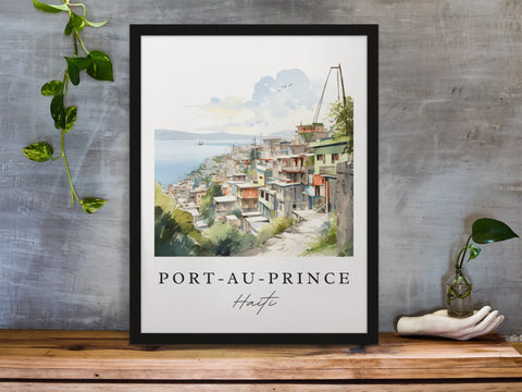 Port-au-prince traditional travel art - Haiti, Port au Prince poster, Wedding gift, Birthday present, Custom Text, Personalized Gift