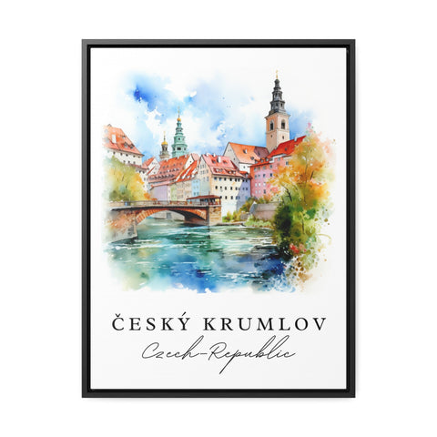 Cesky Krumlov traditional travel art - Czech Republic, Cesky Krumlov poster, Wedding gift, Birthday present, Custom Text, Personalized Gift