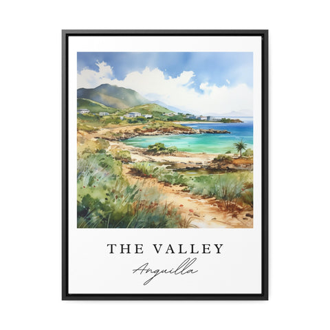 The Valley traditional travel art - Anguila, The Valley poster, Wedding gift, Birthday present, Custom Text, Personalized Gift