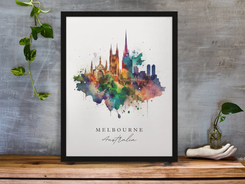 Melbourne traditional travel art - Australia, Melbourne poster, Wedding gift, Birthday present, Custom Text, Personalised Gift