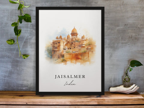 Jaisalmer traditional travel art - India, Jaisalmer poster, Wedding gift, Birthday present, Custom Text, Personalised Gift