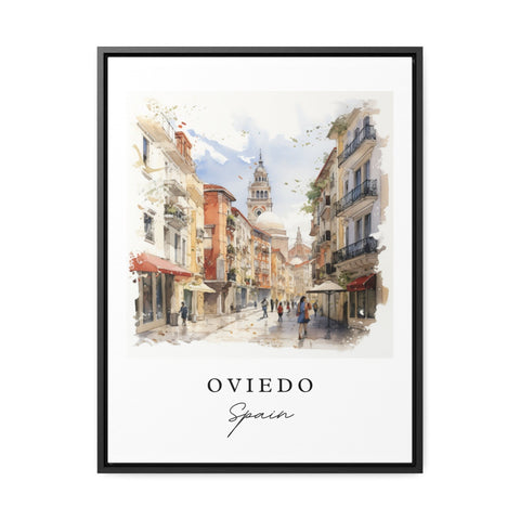 Oveido traditional travel art - Spain, Oveido poster, Wedding gift, Birthday present, Custom Text, Personalized Gift