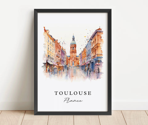 Toulouse traditional travel art - France, Toulouse poster, Wedding gift, Birthday present, Custom Text, Personalized Gift
