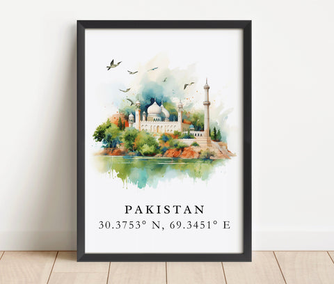 Pakistani traditional travel art - Pakistan, Pakistan Country poster, Wedding gift, Birthday present, Custom Text, Personalized Gift