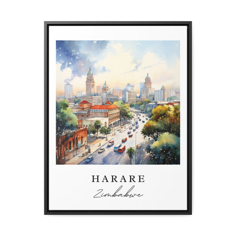 Harare traditional travel art - Zimbabwe, Harare poster, Wedding gift, Birthday present, Custom Text, Personalized Gift