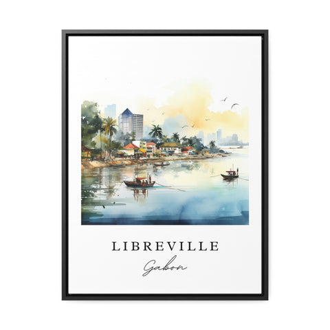 Libreville traditional travel art - Gabon, Libreville poster, Wedding gift, Birthday present, Custom Text, Personalized Gift