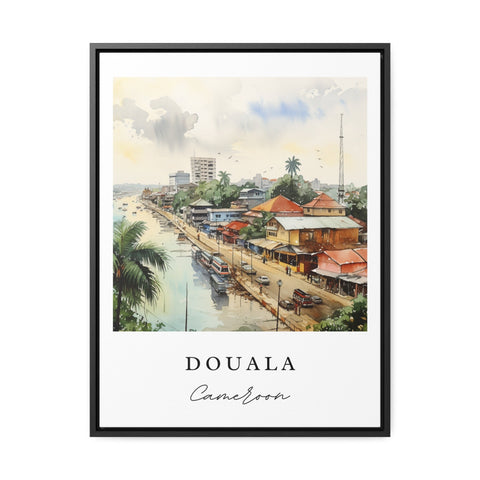 Douala traditional travel art - Cameroon, Douala poster, Wedding gift, Birthday present, Custom Text, Personalized Gift