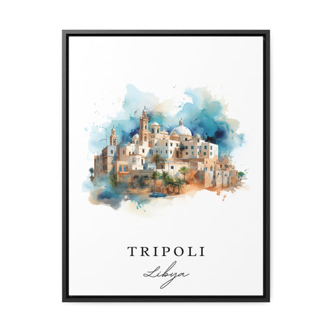 Tripoli traditional travel art - Libya, Tripoli poster, Wedding gift, Birthday present, Custom Text, Personalized Gift
