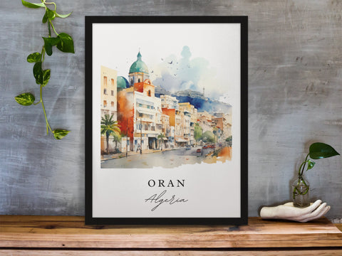 Oran traditional travel art - Algeria, Oran poster, Wedding gift, Birthday present, Custom Text, Personalized Gift