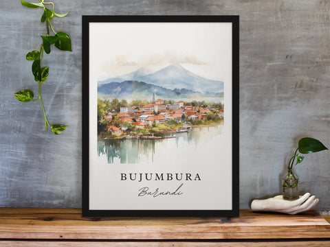 Bujumbura traditional travel art - Burundi, Bujumbura poster, Wedding gift, Birthday present, Custom Text, Personalized Gift