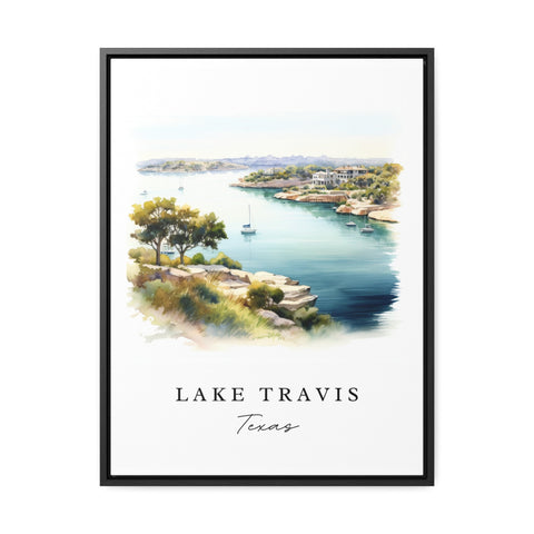 Lake Travis traditional travel art - Texas, Lake Travis poster, Wedding gift, Birthday present, Custom Text, Personalized Gift